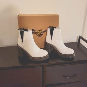 Womens white heeled Dr Martens